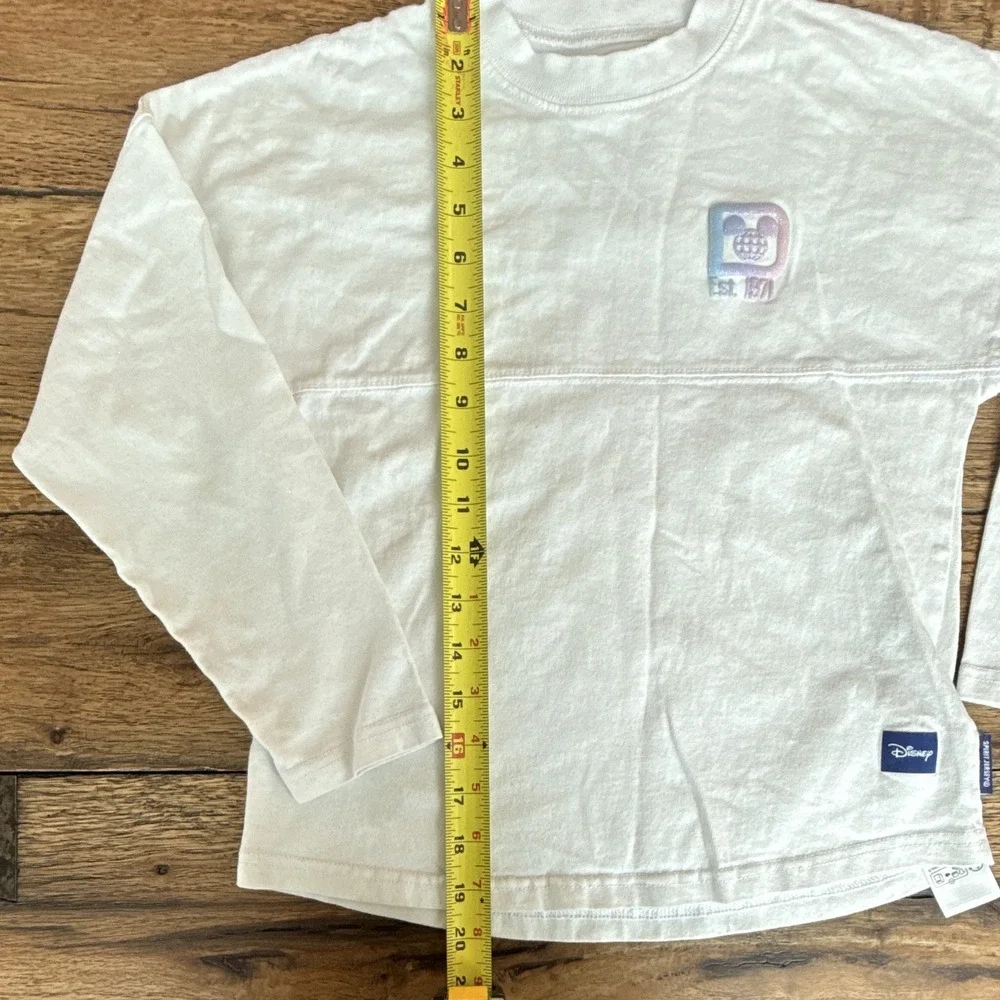 Disney Mickey Mouse Walt Disney World Long Sleeve Crew Neck Cotton Tee White 7/8